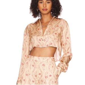 L'Academie Paisley Blouse in Cream and Pink